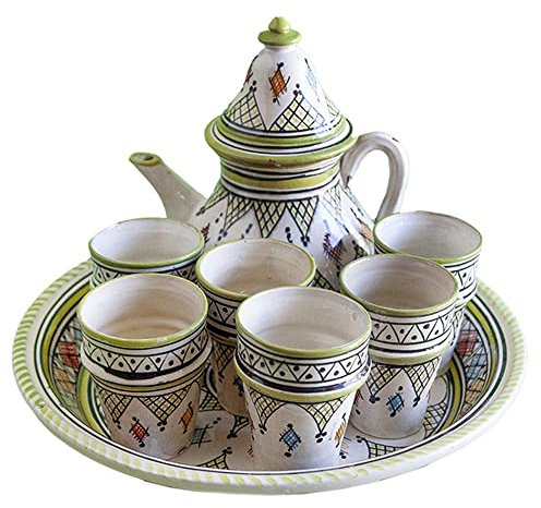 Set teiera marocchina in ceramica dipinta a mano