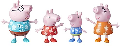 Peppa Pig Toys Peppa's Family Holiday, 4 Peppa Pig Family Figures in Tropical Holiday Outfits, Preschool Toys for 3 Year Old Girls and Boys and Up