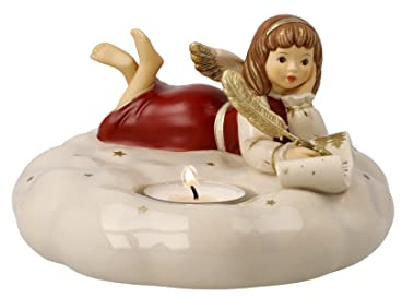 Goebel Engel Brief an das Christkind, mit Teelichthalter, Höhe 9cm, 41-659-29-1