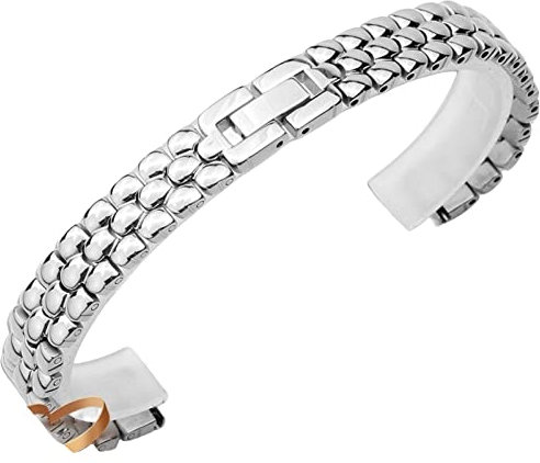 AEMALL Edelstahl-Uhrenarmband Silber Roségold Armband Ersatzarmband 6 8 10 12 14 mm kleines Zifferblatt Dame Mode Uhrenkette (Farbe: A Silber, Größe: 14 mm)