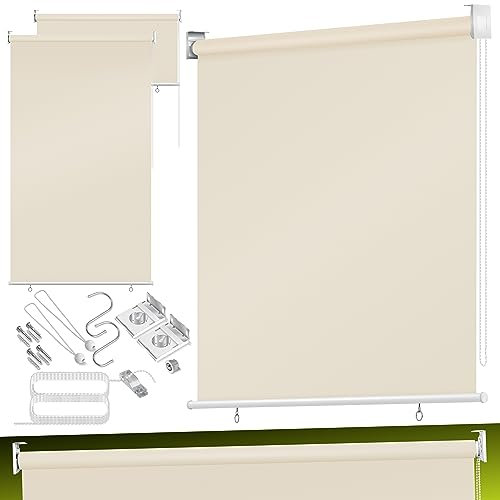 KESSER® Senkrechtmarkise Vertikalmarkise Balkonmarkise 180 x 240 cm Sichtschutz Sonnenschutz Seitenrollo Beschattung, Balkonrollo Stabil und wetterbeständig, für Balkon, Terrasse, Garten, Beige