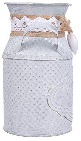 Yardwe Rustikale Verzinkte Vase Zinn Milchkanne Vintage Metall Shabby Chic Eimer Vase