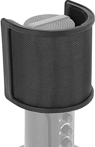 Geekria for Creators Mic Filtre anti-pop en métal,couverture de pare-brise avec maille métallique et filtre en mousse,masque anti-pop compatible avec FIFINE K669B,K683A,MXL 770,Rode NT-USB (Taille S)