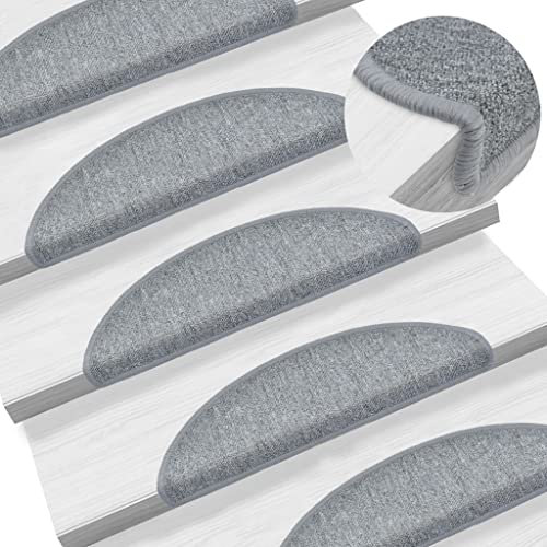 UYSELA Home Sets mit Teppich Stufenmatten 15 Stück Hellgrau 56x17x3 cm