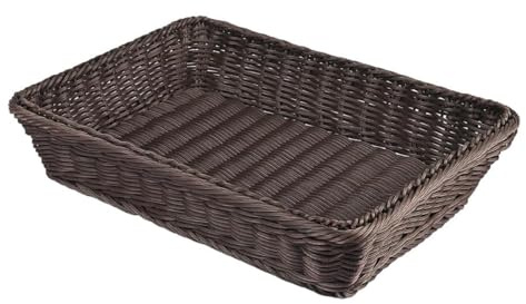 RT&BS Cestino da Pane in Vimini Rettangolare, Cesti da Frutta in Vimini, Cestino Espositivo, Cesto da Conservazione Intrecciato a Mano per Pane, Verdura, Frutta, Snack (Caffè, M)