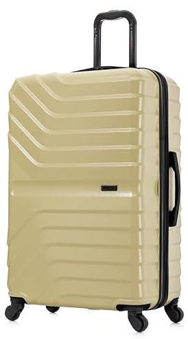 InUSA AURUM Hardside Luggage with Spinner Wheels | 28 in Durable Lightweight Large Checked Suitcase for Travel | Zipper Clouser Suit Case with Gel Handles and Trolley | Champagne