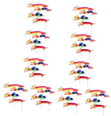 VICASKY 40 Sätze Handgezeichnete Blumen DIY Papierdrache Gefaltete Drachengirlande Aus Gewebe Papierdrache des Neuen Jahres Weihnachtsgirlanden Bildungsangebot Handbuch Kind Marionette