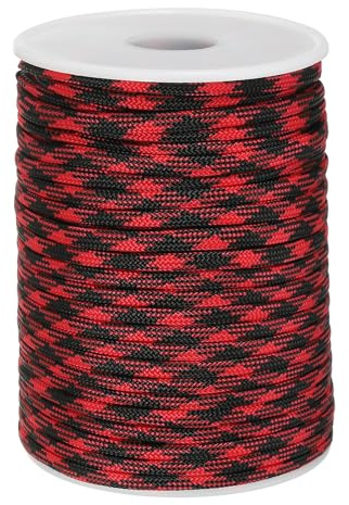 PATIKIL 100 Feet Paracord Rope 550lb, 7 Strand Parachute Cord 4mm Paracord Lanyard Spool Cord for Survival Bracelet Tent Camping, Hiking, DIY Projects, Red/Black