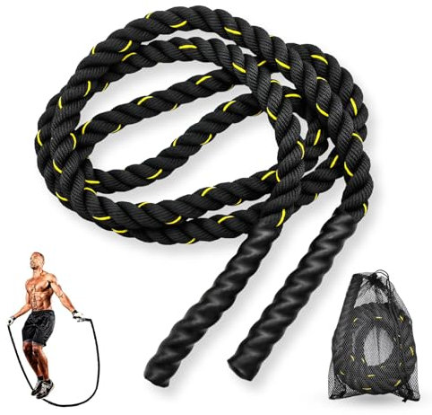 Bomvabe Schweres Springseil Erwachsene für Fitness 1,3 kg, 3 m Langes Box Springseil Profi für Muskelaufbau Training Fitnessstudio Indoor Outdoor, Schwarz