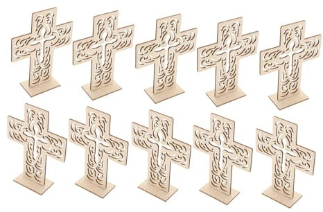 ULDIGI 10 Stück Holzkreuz-ornament Basteldekoration Tischdekoration Kreuzdekoration Für Diy