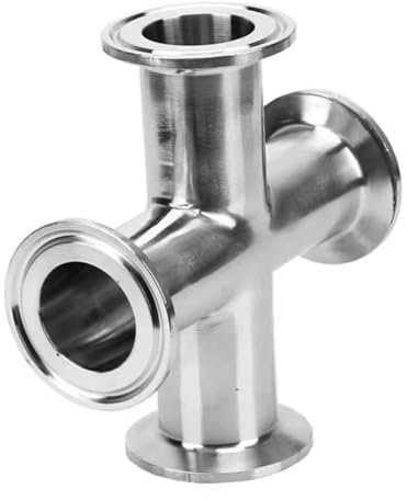 Plumbing fittings Stainless Steel Fittings, 3/4 1 2 3 4 Pipe OD 19mm-102mm Stainless Steel SS304 4 Way Cross Sanitary Fitting Tri Clamp Feerule OD 50.5-119mm Home Brew, 1pcs(19mm x ferrule 50.5)