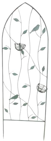 Panneaux de plantes grimpantes d'extérieur pour treillis de jardin autoportant grille métallique avec motif décoratif 1 pièce vert/blanc 150 x 45 cm