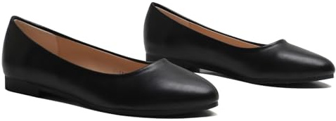 Gizelle Women Ballet Shoes - Ladies Casual Wear Every-Day Closed Toe Ballerina Pumps Slip On Ballerina Flats for Womens Black PU-6UK