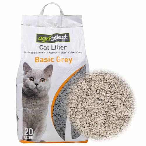 vidaXL Cat Litter Bentonite 20L - Coarse Grit, Grey, High Absorbency & Baby Powder Scent, Natural Clay Pet Care, Easy Clean Clumping Litter, Odor-Neutralizing