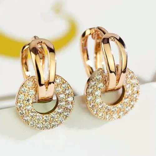 Charm Hochzeitsschmuck Zirkonia 925 Silber Creolen Damen Geschenk EIN Paar-Gold