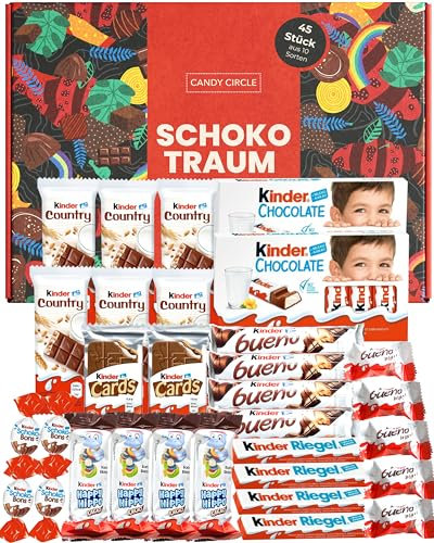 Süßigkeiten Box mit Kinderschokolade - Schokotraum von Candy Circle, Wunderschöne Süssigkeiten Box mit Bueno, Ferrero Kinder Schokolade und Kinder Country, als Geschenk oder Naschbox
