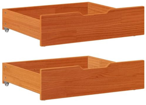 AJJHUUKI Cassetti Sotto-Letto 2 pz Marrone Cera 65x55x16 cm Legno Massello Pino