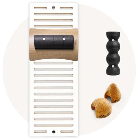MaxFitness Faszien Set Advanced – Komplettset zur Faszienmassage mit Wandhalterung, PickUp Faszientrainer, 2 Faszienrollen & TriggerDuo – für Rücken, Nacken, Beine & Ganzkörpermassage (Weiß)