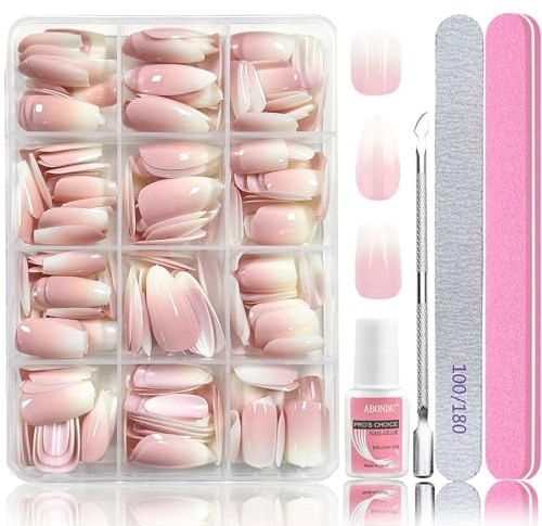 288 Stück Ombre Nägel zum Aufkleben, Press On Nails Set - Mandel Square Medium Coffin Künstliche Falsche Nägel Kit - 3 Stilen Gradient mit Kleber Acryl Nagel Tips für Frauen (Gradient A Set, 288 pcs)