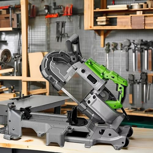 FLNOZAMZ 1100w Band Saw For Cutting Metal with Removable Base, with Spare Saw Blade, 0-90° Adjustable Cutting Angle, 1-6 Speed Adjustment, Built-in LED light