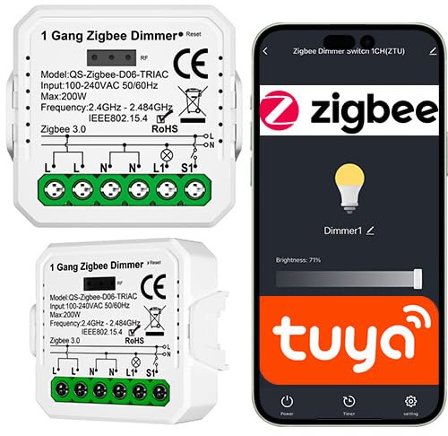 Sone Smart One ZigBee Dimmer Unterputz TRIAC Tuya 200W | 230v, dimmbare led, gateway nötig, taster steuerung, zigbee2mqtt