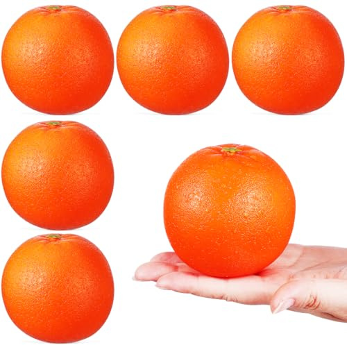 VICASKY 6 naranjas artificiales realistas para decoración, uso educativo y accesorios de fotografía, naranjas de simulación realistas con alto detalle para aulas y exhibiciones