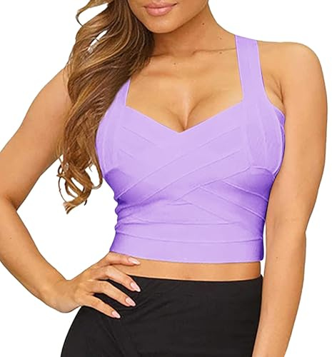 Crop Top Femme Sexy- Camisole TricotéS Col en V sans Manche Bretelles Larges Caraco Chic Et éLéGant Couleur Unie Casual Coupe Ajustée Extensibles Tank Top Pas Cher Classics Moulants Debardeur