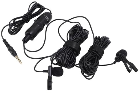 Yechiry Microfono per Fotocamera, Microfono Lavalier Wireless, a Bassatro a Doppio LAV con Riduzione del Rumore, di Bavaglio Professionale per Record, Interviste, Vlog, Tiktok