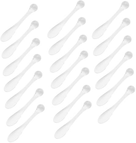 OFFIGAM Bastoncini Per Massaggio Oculare e Cucchiai Per Crema Viso, Set Da 20 Pezzi in Acrilico Trasparente, Applicatori Compatti Per Maschera Viso Portatili, Adatti Per Uso Quotidiano e Viaggi