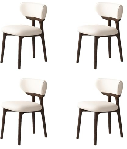 Lot de 4 chaises de salle à manger modernes en bois avec dossier confortable, facile d'entretien, design élégant noyer foncé et blanc, parfait pour salle à manger ou cuisine