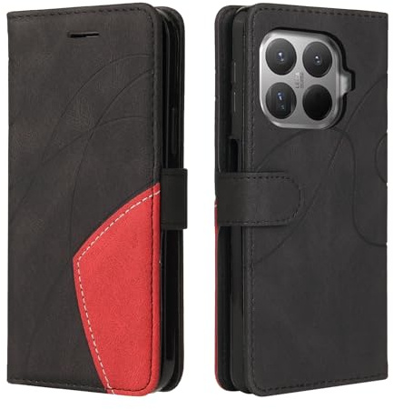 CXTcase Fodral för Xiaomi 15T Pro, Flip Fodral i PU-läder, plånboksfodral med magnetstängning, skyddande fodral med stativ för Xiaomi 15T Pro, svart