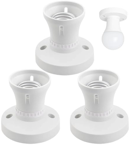 3-Pack E27 Ceiling Light Fitting With Lamp Holder, Lamp Base Socket Converter, Screw Light Bulb Socket Holder, E27 Lamp Holder, Light Bulb Holder, For Ceiling Pendant
