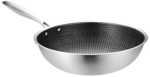 EPIGEIST Wok in Acciaio Manico Ergonomico Anti- Resistente all Usura Padella per Saltare Verdure Facile da Pulire e Usare