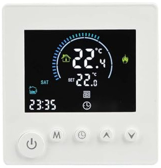 Lawnoval Tuya - Termostato inteligente WiFi, controlador de temperatura programable para calefacción eléctrica y caldera de gas, compatible con Alexa, fontanería/caldera WiFi 3A blanco