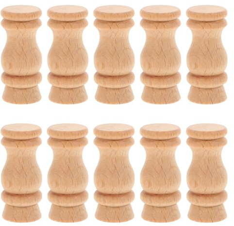 Didiseaon Husillos de Madera para Decoración de Muebles, 10 Piezas sin Pintar, Balaustres de Haya para Soporte de Chimenea y Manualidades en Casa, Estilo Retro para Hogar y Restauración