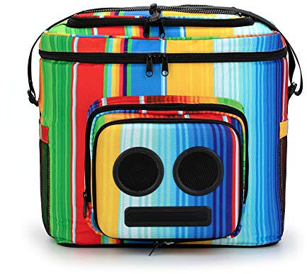 El enfriador #1 con altavoces y subwoofer (Bluetooth, 20 vatios) para fiestas/festivales/barcos/playa. Enfriador de altavoces recargable, funciona con iPhone y Android (arco iris, edición 2023)
