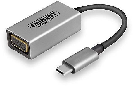 Eminent AB7871 USB Tipo C VGA Aluminio, Negro Adaptador de Cable - Adaptador para Cable (USB Type-C, VGA, Macho/Hembra, Aluminio, Negro)
