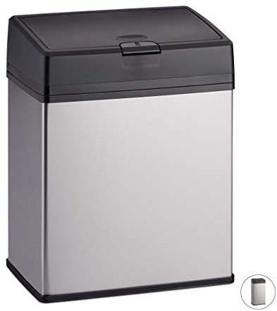 Relaxdays Pattumiera, Cestino dei Rifiuti, Secchio Spazzatura per Bagno e Cucina, Semplice Funzione Push, 3 Litri, Argento
