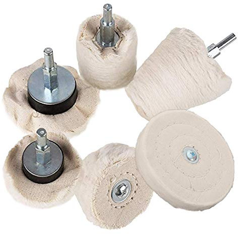 Roue de polissage pour perceuse, Aobetak 6 pièces avec poignée de 6,35 cm pour meuleuse Outil de polissage, kit de tampon de perçage pour voiture, métal, acier inoxydable