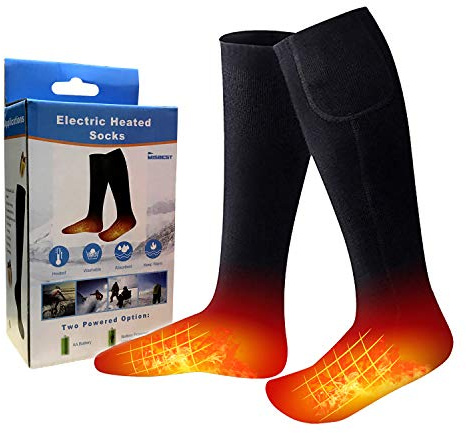 MISBEST Heated Electric Warm Thermal Boot Socks,Rechargeable Battery Powered Winter Foot Warmers,Winter Heating Sox Chronically Feet(Battery not Included) (Black)