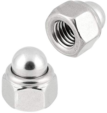 Hutmuttern selbstsichernd M8 – DIN 986 – Edelstahl A2 (V2A) – Stopmutter mit Nylonring – Sechskantmutter – 10 Stück
