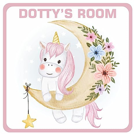 Cute Unicorn On A Moon With Flowers Kids Bedroom Door Sign Personalised With Any Name