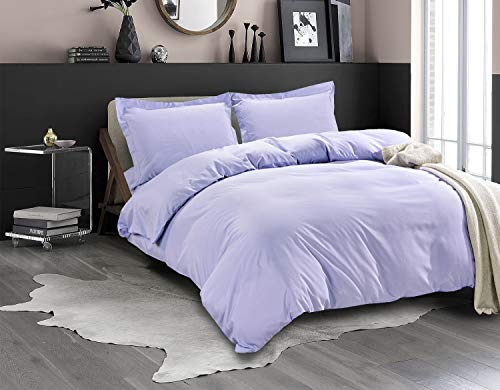 Elegant Comfort Parure de lit 3 pièces de luxe en microfibre de qualité hôtelière 1500, housse de couette avec fermeture à boutons et taies d'oreiller, très grand lit/très grand lit californien, lilas
