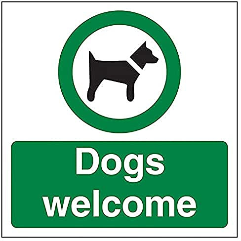 V Safety Dogs Welcome - 150mm x 150mm - Self Adhesive Vinyl
