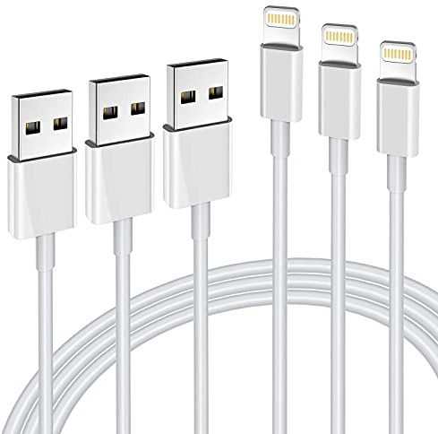 iPhone Charger Cable USB A to Lightning, 3-Pack 6ft, Apple MFi Certified