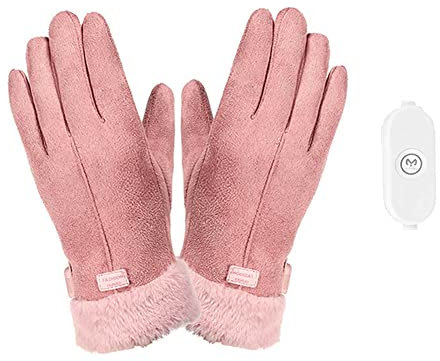 USB Elektrische Heizhandschuhe,Winter Beheizte Handschuhe Beheizbare Handschuhe für Damen wasserdichte Wärmeisolierte Handschuhe für Wintersport Outdoor Wandern Radfahren