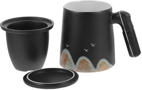 HOLIDYOYO 1juego Taza De Cerámica Vintage Con Infusor y Tapa Para Té Para Bebidas Calientes y Frías Elegante Caja Diseño Estable y Funcional