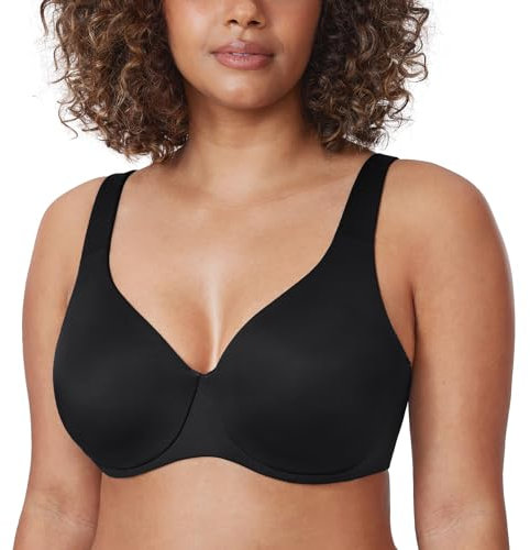 Delimira Women's Minimiser Bra Plus Size Non Padded Underwired Seamless Comfort Bras Black 38G