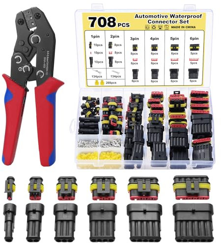Mynoozi 708PCS Waterproof Car Cable Connectors, Waterproof Car Electrical Wire Connector Terminals Plug Kit, 1/2/3/4/5/6 Pin Electrical Automotive Wire Connectors Plug for Car Motorcycle Boat Truck