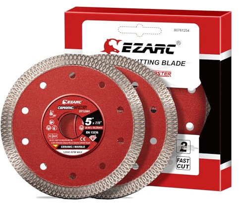 EZARC Diamant Trennscheiben 125 mm, Extra Dünne Diamantscheibe, Trennscheibe für Fliesen, Keramik, Marmor, Zum Nass- oder Trockenschneiden (2er-Set)